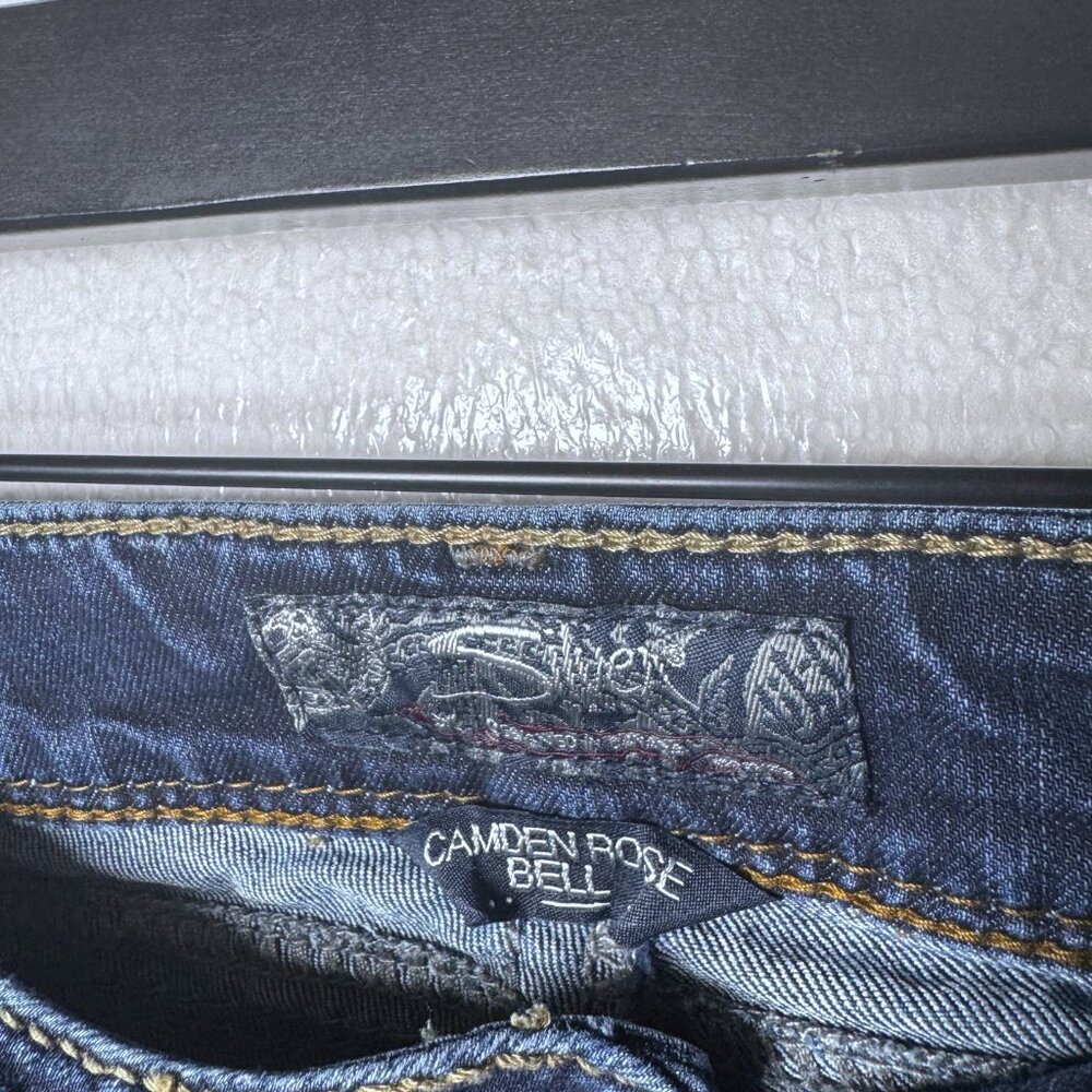 Silver Womens Size 30 x 31 Camden Rose Bell Dark Wash Flare Jeans Denim Low Rise - Picture 2 of 9